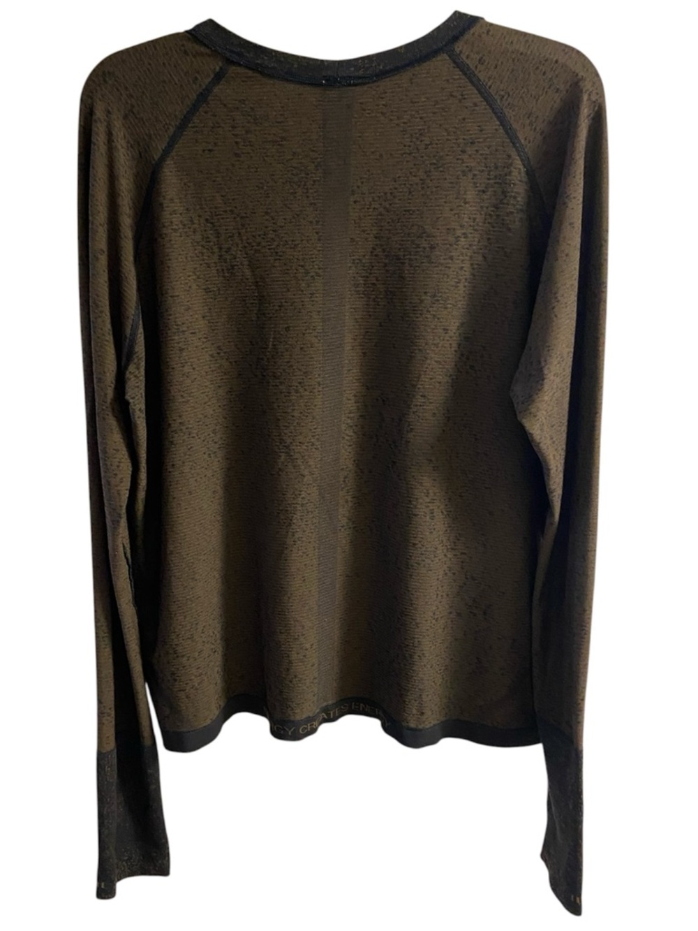 lululemon athletica Long Sleeve Crew Top in Olive Green with Black Trim Sz 20 - Picture 2 of 8